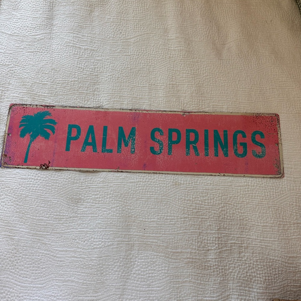 Palm Springs Vintage Style Sign - Pink and Teal
